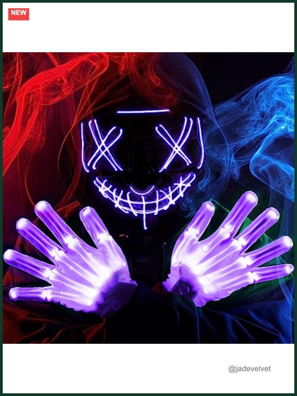 LED Light Up Mask and Gloves Set for Cosplay Costume Halloween Party Dress Up